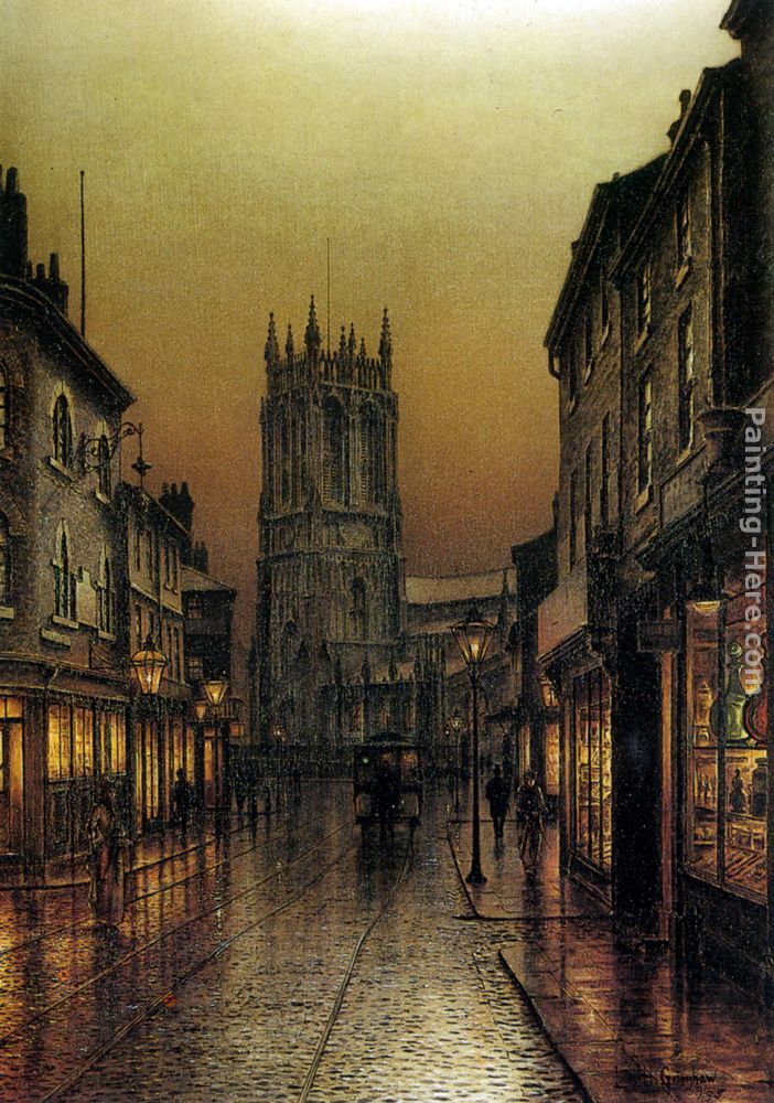 Evensong Saintpeters Church Leeds painting - Louis H. Grimshaw Evensong Saintpeters Church Leeds art painting